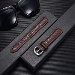 Luxurious Lychee Pattern Genuine Leather Watch Band - Elegant Bracelet Strap - 22mm (Brown)