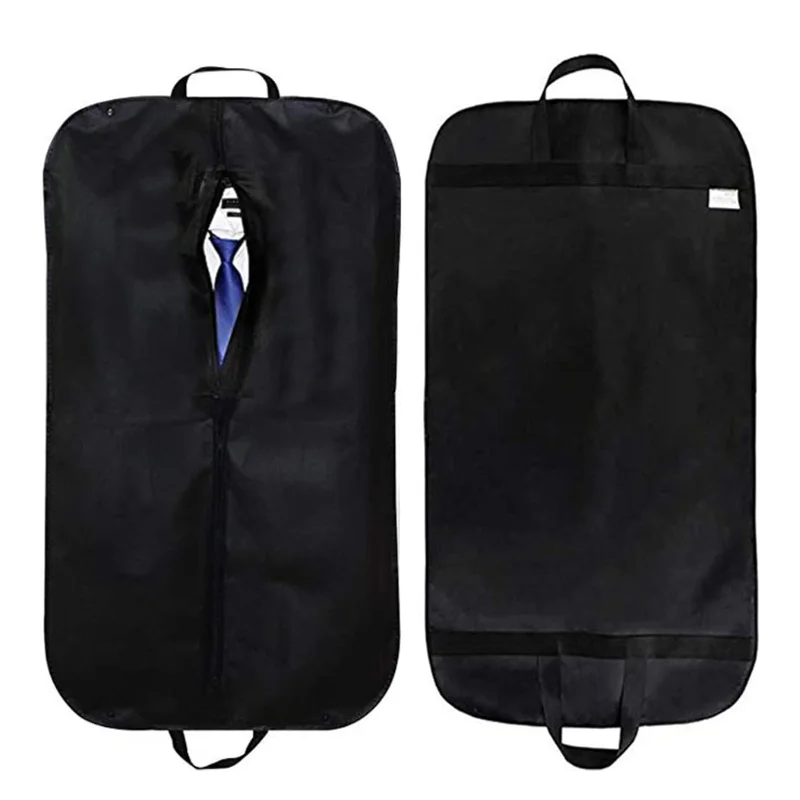 

Black Portable Dustproof Non-Woven Garment Bag Suit Storage Bag Cover For Clothes Suit Bag Trunk Holdall Dress Jacket Dust Cover