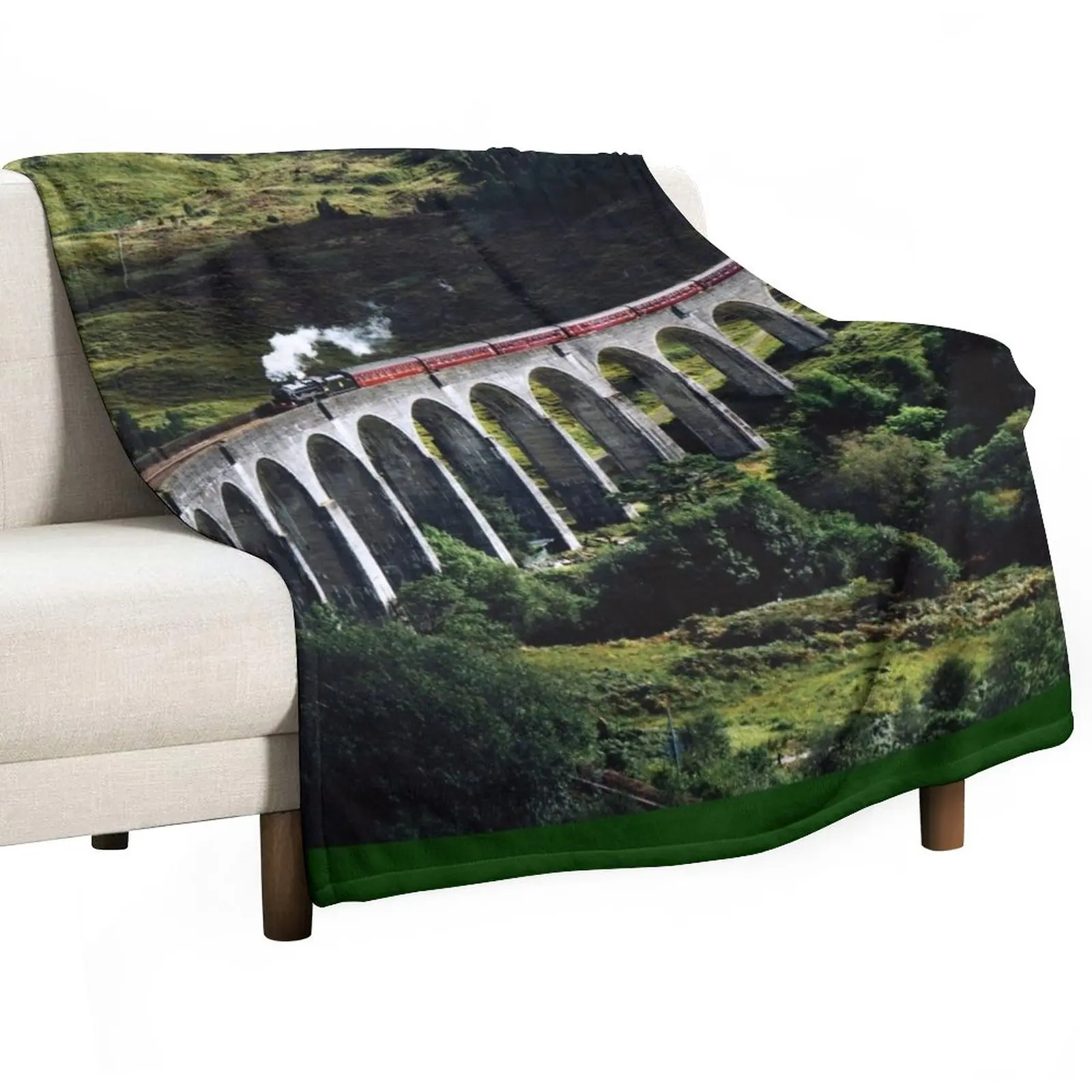 

Glenfinnan Viaduct with Steam Train Throw Blanket Hairy Blanket bed plaid wednesday Sleeping Bag Blanket