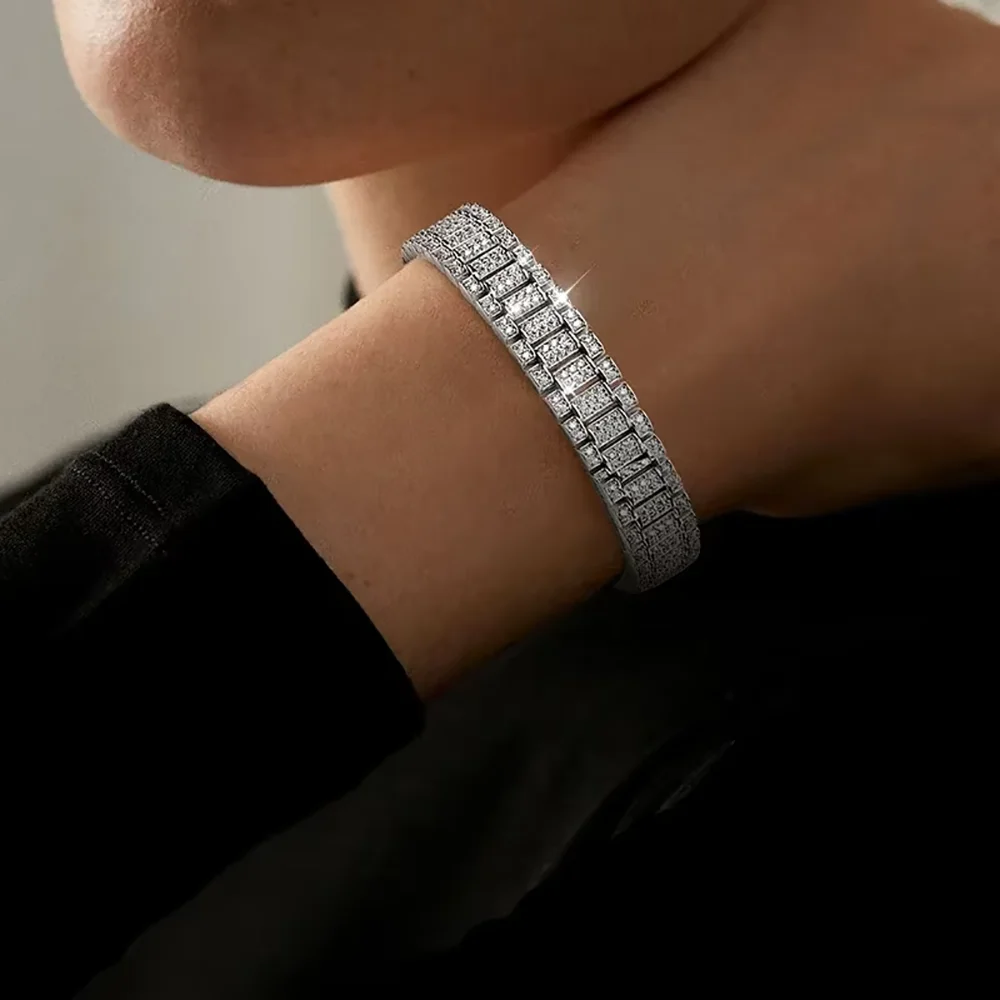 IGOTOS 1.2mm Moissanite Watch Chain Bracelet 925 Sterling Silver Certified Women Men Full Diamond Bangle Fine Jewelry - Image 6