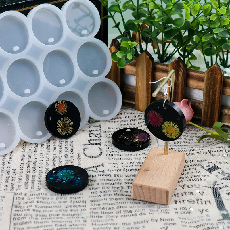 8/12 Stück runde ovale Anhänger Harzform Diy Kristall Epoxy Ohrring Charms Silikonform für Schmuckherstellung Schlüsselanhänger Tag Casting – Detail 2