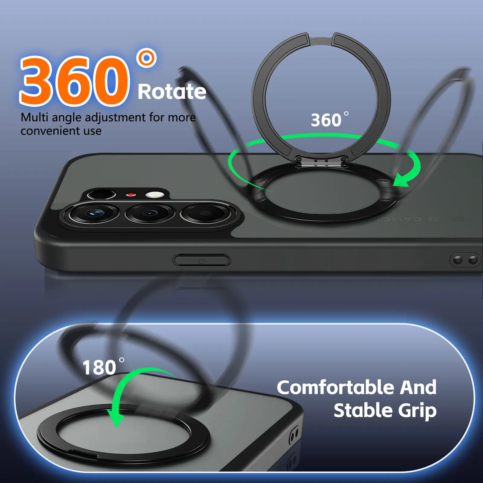 360° Rotating Magnetic Stand Anti-Slip Shockproof Matte Phone Case
