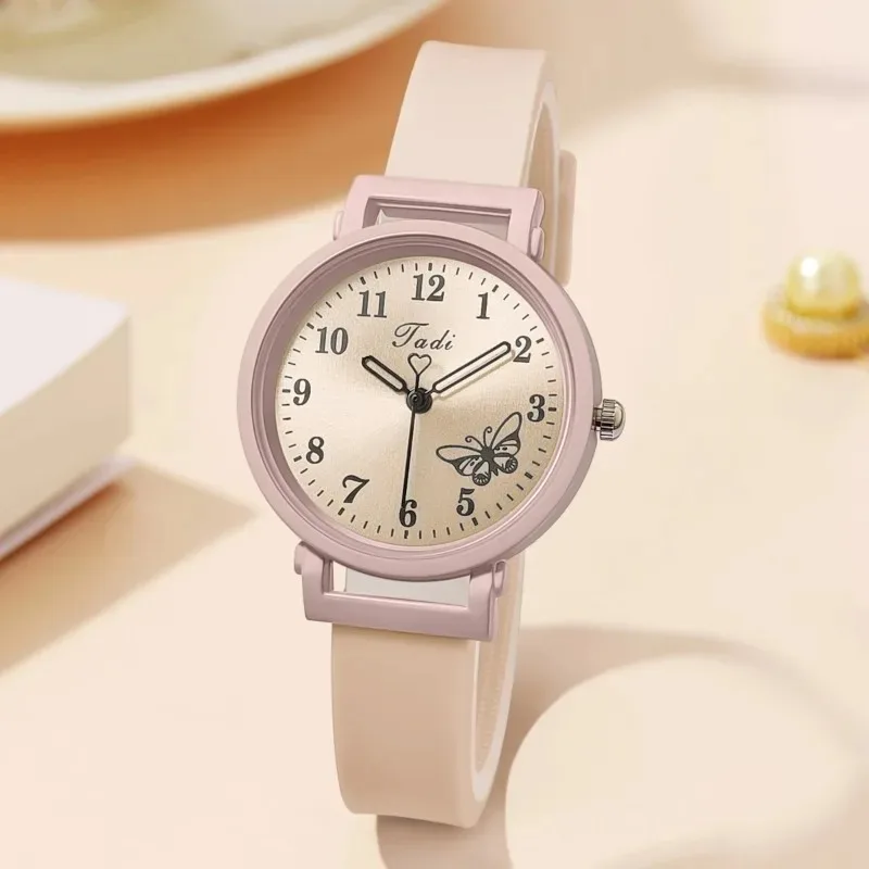 Simple Women's Watch Silicone Strap Ladies Butterfly Wristwatch Quartz Watches Casual Girls Watches Gift