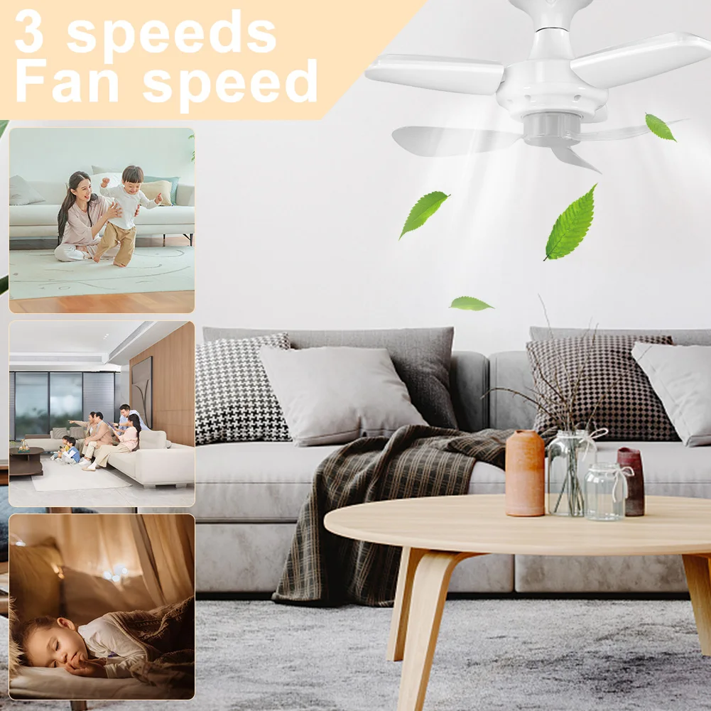 Modern Ceiling Fan with Lights Remote Control Silent Ceiling Fan for Kitchen Bedroom Basement Dining Living Room