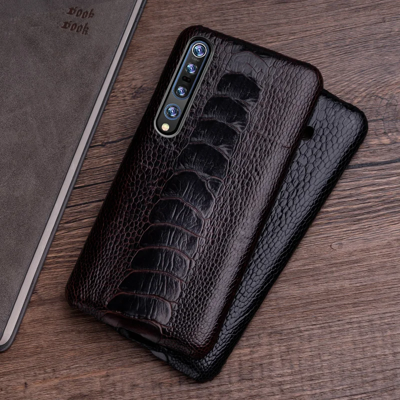 

Genuine Leather Phone Case For Xiaomi Mi 12 11 Ultra 10 9 SE 8 Mix 4 2s Case Luxury Natural Ostrich Skin Back Cover