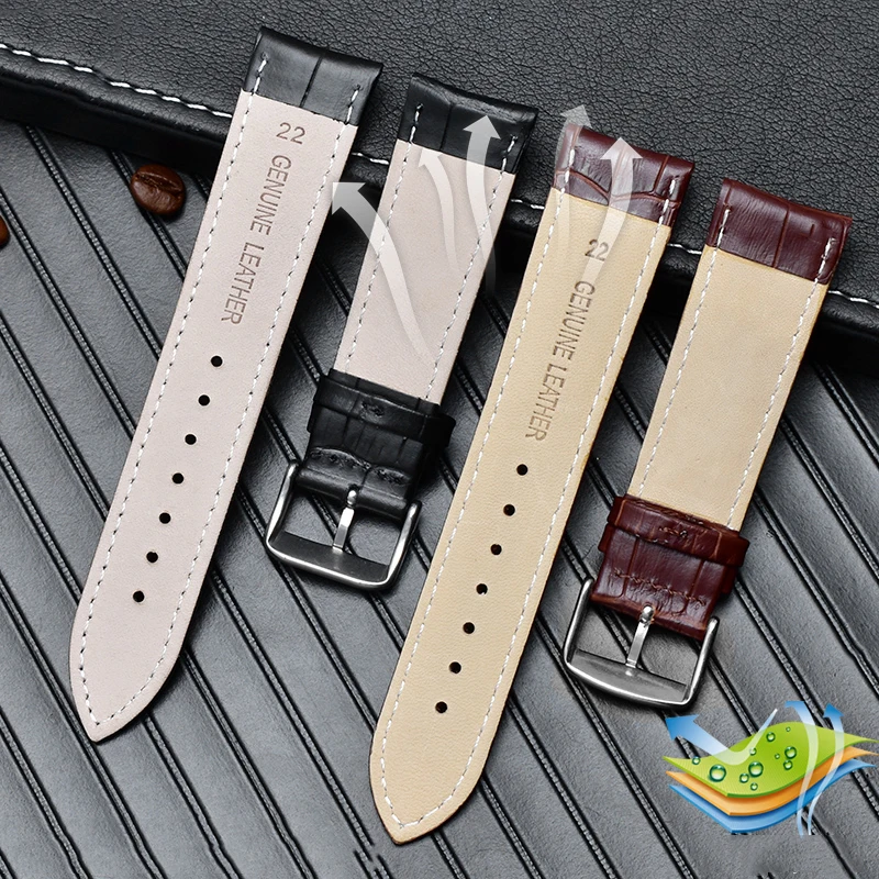 Premium Cowhide Leather Watch Strap - Business Style Bracelet, Available in 18mm, 20mm, 22mm