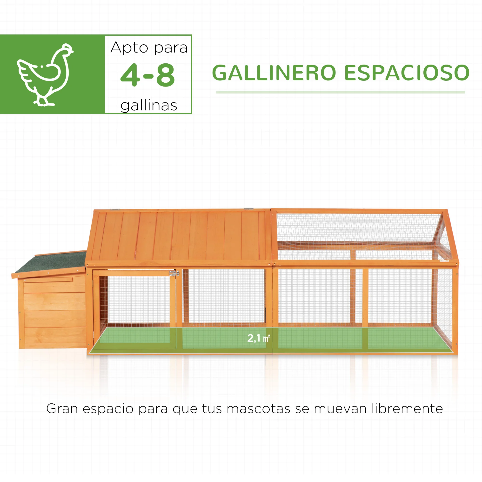 Gallinero de exterior grande para 8-12 gallinas 3x4x2 m - Plata PawHut en  Planeta Huerto