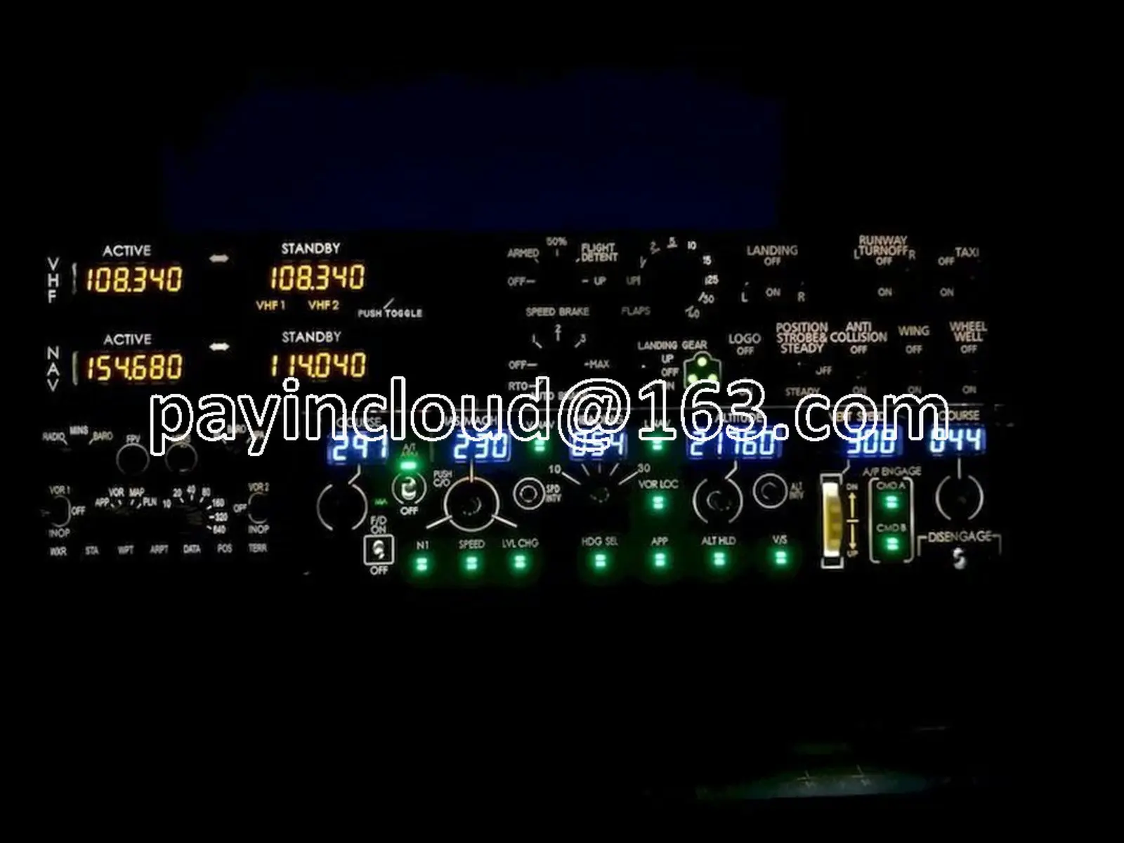 시뮬레이션 된 비행 패널 Qmcp737c 용