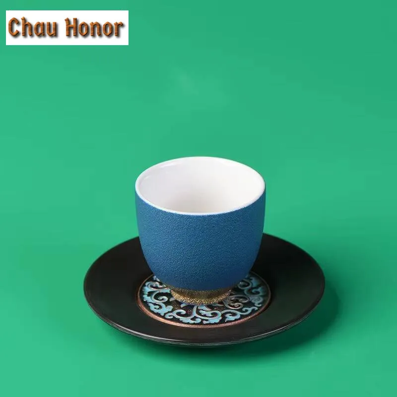 Dunhuang Frescoes Derivative Coasters Creative Cloisonne Cup Holder Sandalwood Anti-scald Mug Dishes Kung Fu Teaware Accessories