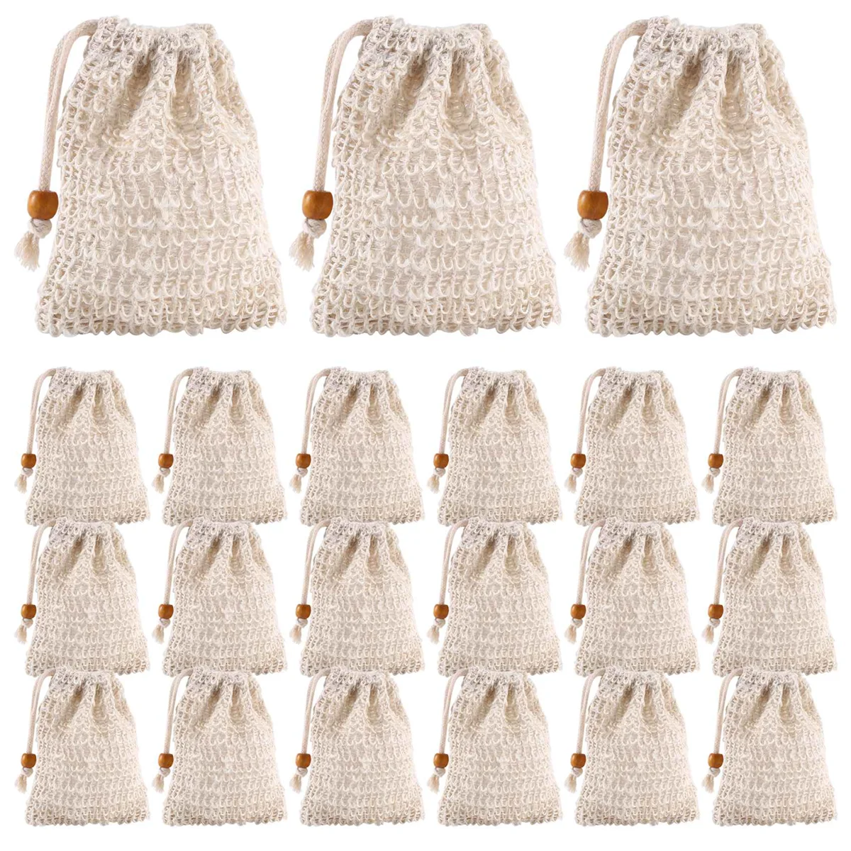 

40 Pack Soap Exfoliating Bags,Soap Saver Made Sisal Mesh Soap Bag Bar Soap Bag with Drawstring for Bath & Shower Use