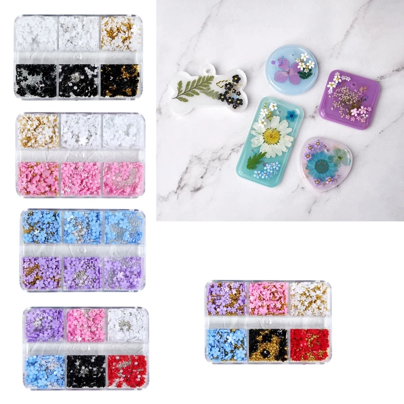 Boxed Five Peflower Nail Art Jewelry 6 Box Size Mixed Resin Flower 当店の記念日