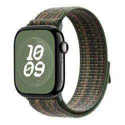 Premium Nylon Loop Sport Band for Apple Watch - Striped Design (1 Dark Fir Orange)