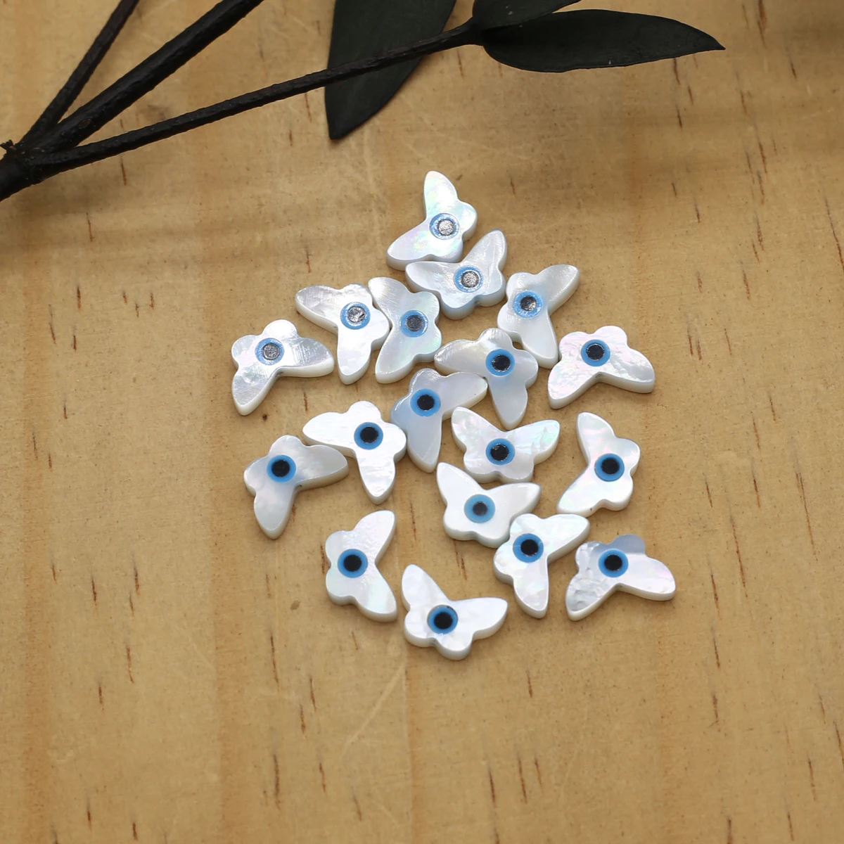 20Pcs Blue Demon Eyes Beads Natural Shell Evil Eye Butterfly Shape Beads Handmade Jewelry Making Bracelet Necklace Charms