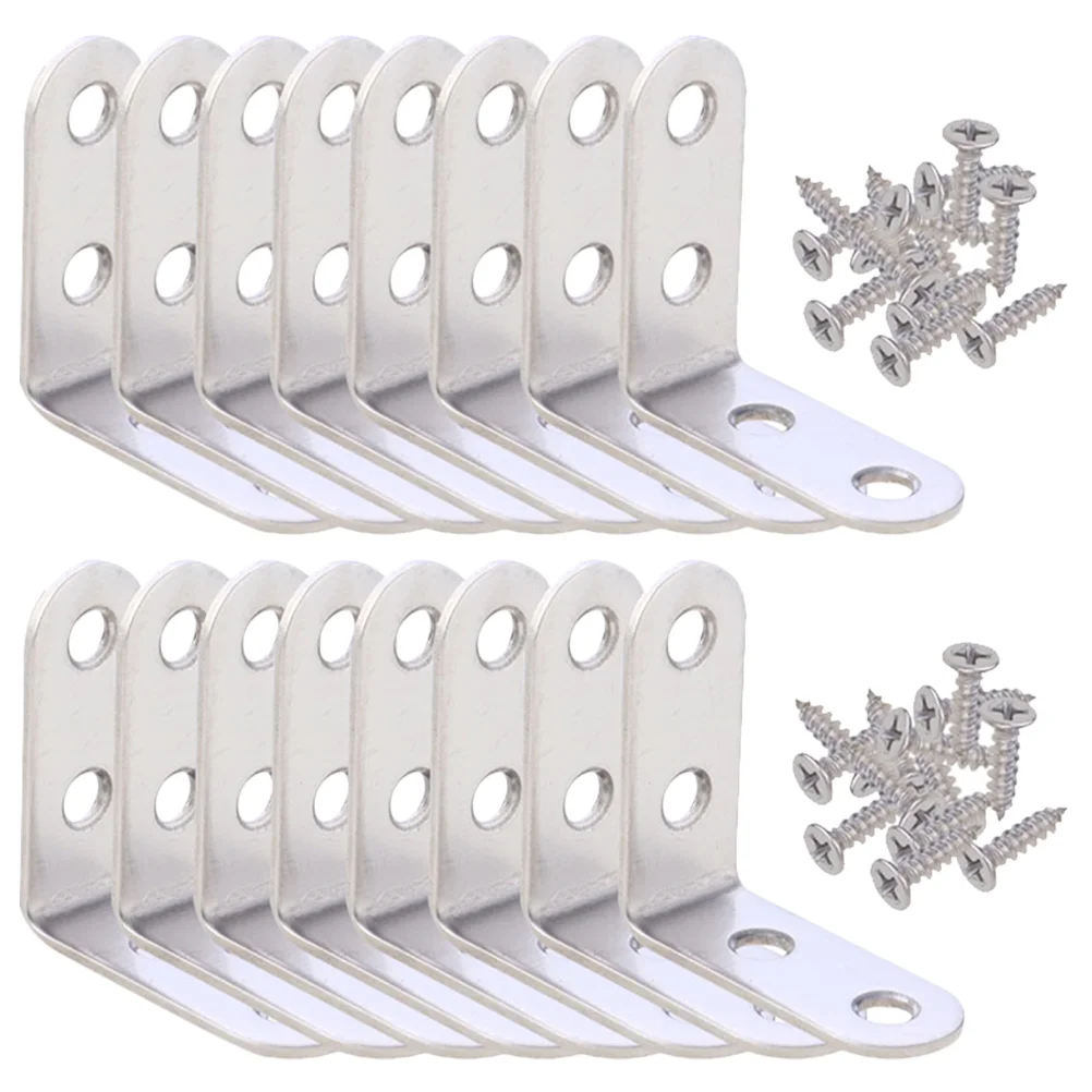 

18 Sets Stainless Steel Corner Code Brackets for Braces Stamping Right Angle Small
