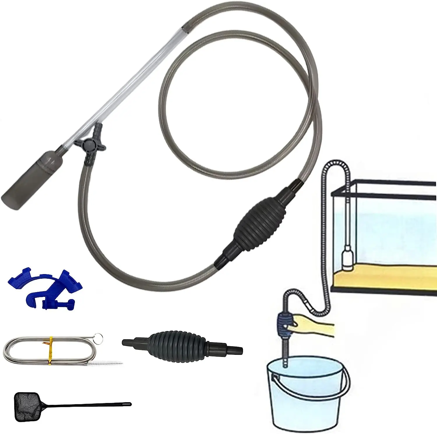 

Аквариумный очиститель гравия, аквариумный вакуумный Сифон с водяным фильтром, для смены воды и фотоэлементов