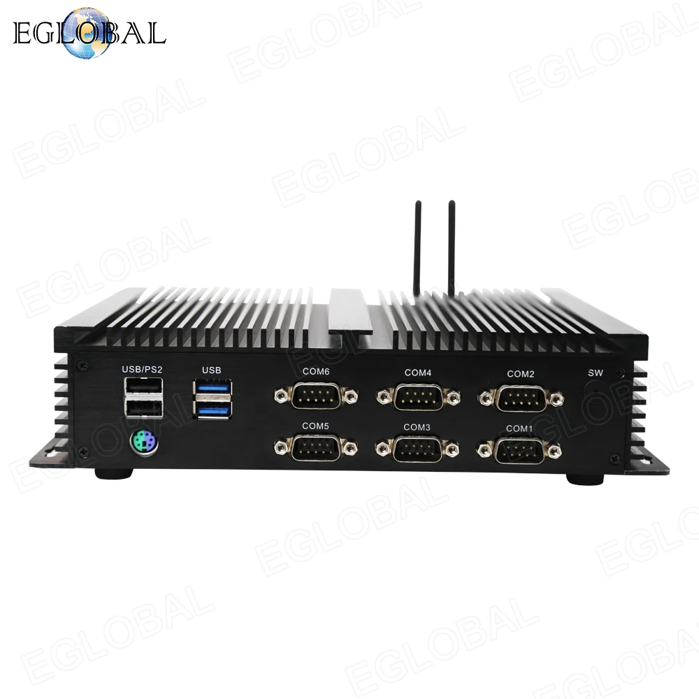 EGLOBAL Intel 10-го поколения безвентиляторный мини-ПК, Core i7-10510U 32 Гб ОЗУ 512 Гб SSD, промышленный компьютер 6x RS232 COM, двойной RJ45 LAN Windows 11