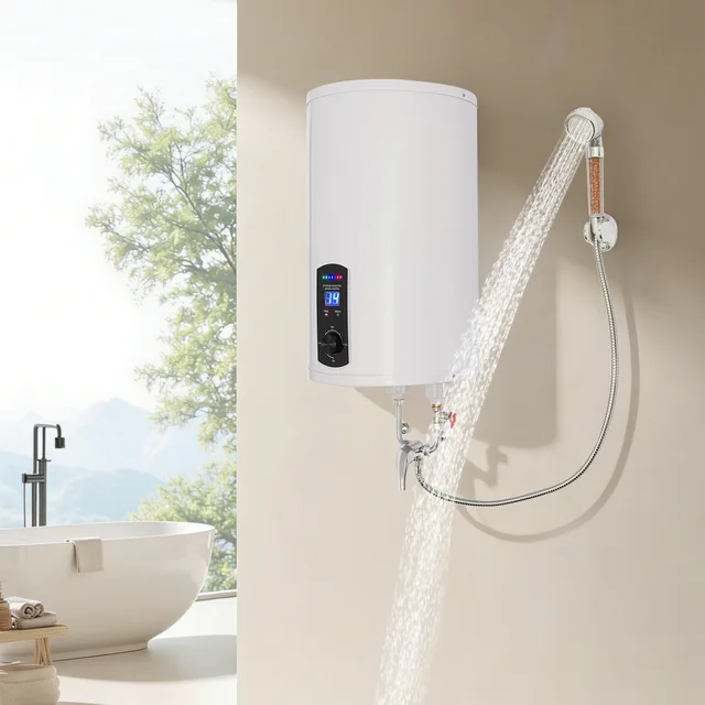 Chauffe-eau électrique 30L, 2000W, vertical, avec affichage numérique, robinet et douchette pour cuisine, salle de bain, salon, maison 1