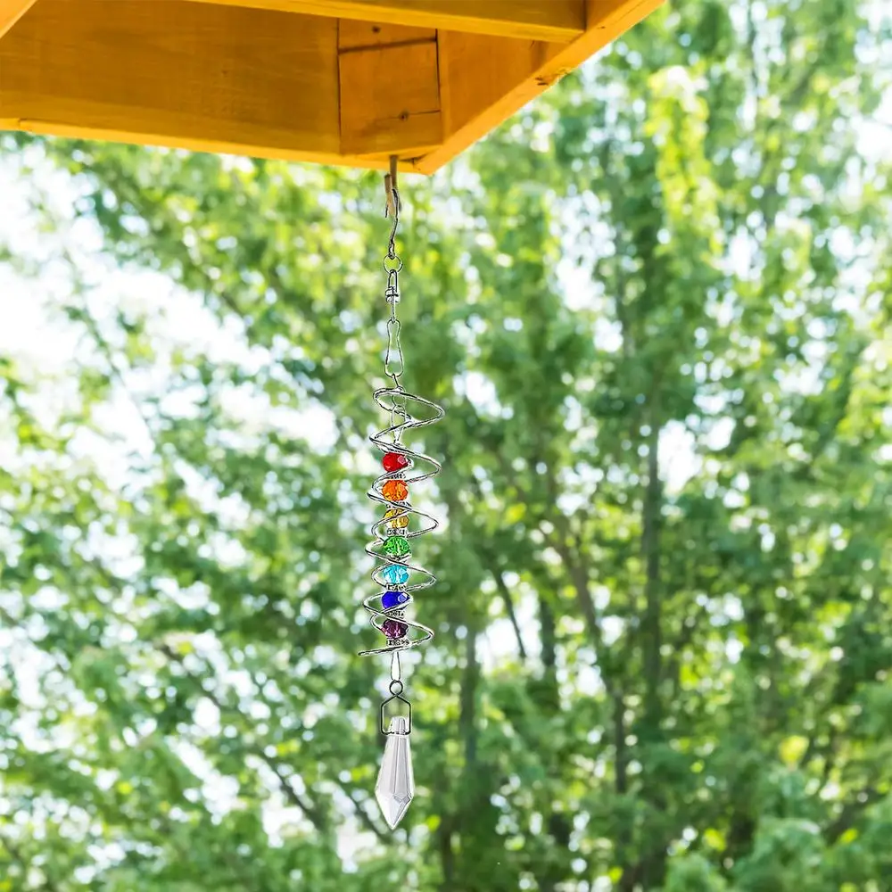 Description Picture 3 of itemRotating Crystal Gazing Spiral Tail Ball Pendant Wind Spinner Tails Hanging Decorative for Spinners Chime Outdoor Garden & Yard