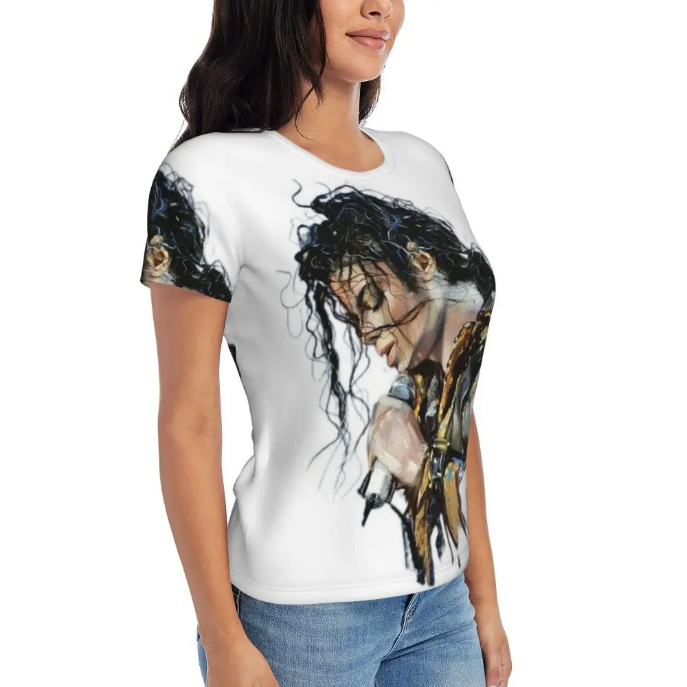 Michael Jackson Musicians Singers Dancers T-Shirt Women Short Sleeve T Shirts O-Neck Streetwear Cotton Summer Tees Streetwear