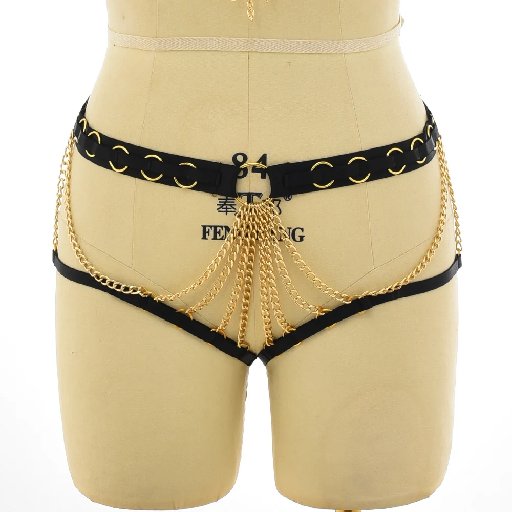 

Women Lingerie G-String Body Harness Rave Wear Goth Sexy Pantie Adjustable Bottom Body Cage Bandage Harness Thongs Body Chain