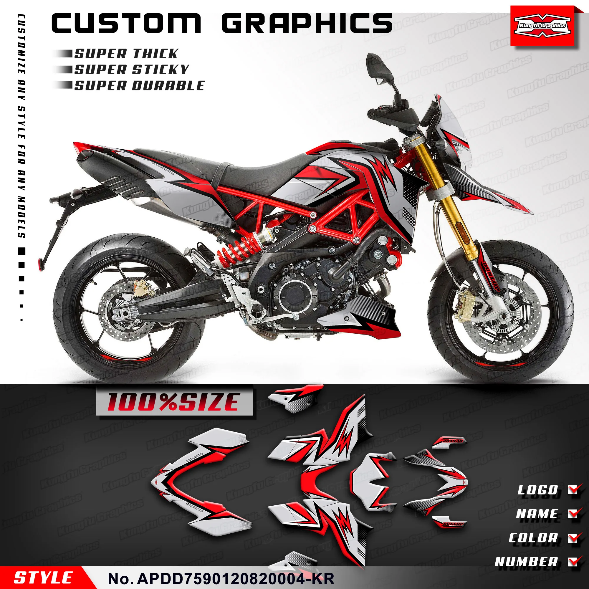 

KUNGFU GRAPHICS Racing Graphics Sticker Sheet for Aprilia Dorsoduro 750 900 1200 2008-2018, APDD7590120820004-KR