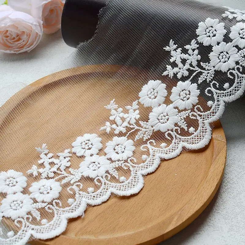 20야드 메쉬 레이스 트림 면 자수 DIY 의류용, 바느질 액세서리, 직물 의류 장식