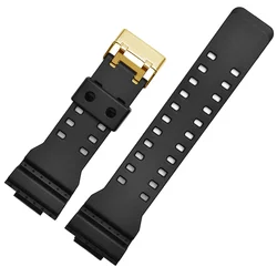 Enhanced Silicone Resin Watch Strap, 16mm, Compatible with Popular G-Shock Series - 16mm (Black gold matte)
