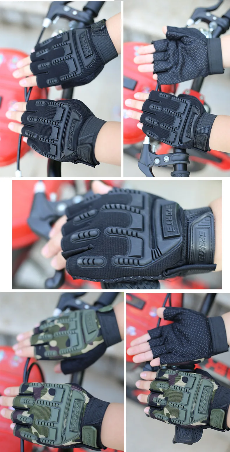 Radfahren Kinder Taktische Handschuhe Halb Finger Anti-Slip Schutz Outdoor Sport Handschuhe Kinder Klettern Laufen Jungen Mädchen Handschuhe – Detail 7