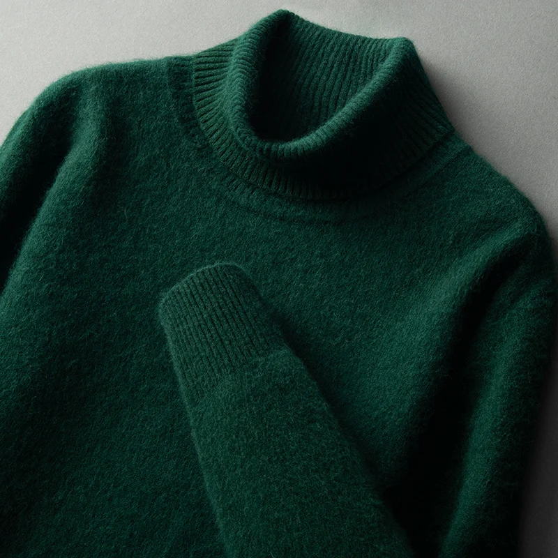 Autumn and Winter Men's Turtleneck 100% Mink Cashmere Sweater Men 2024 Large Size Loose Knitted Sweater Keep Warm Top Men Jumper 6