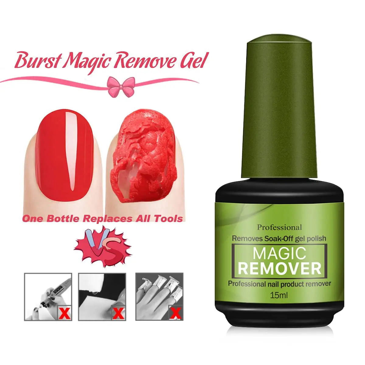 15ml Magic Remover Nail Gel Polish Remover UV Gel Polish Clean 3-5 Mins Fast Remover Semi Permanent Varnish Polish Cancel Glue 5
