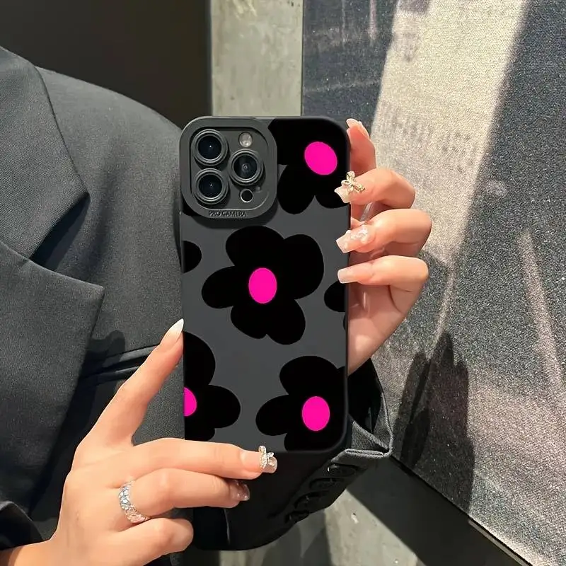 Elegant Black Flower-Printed Phone Case Cover