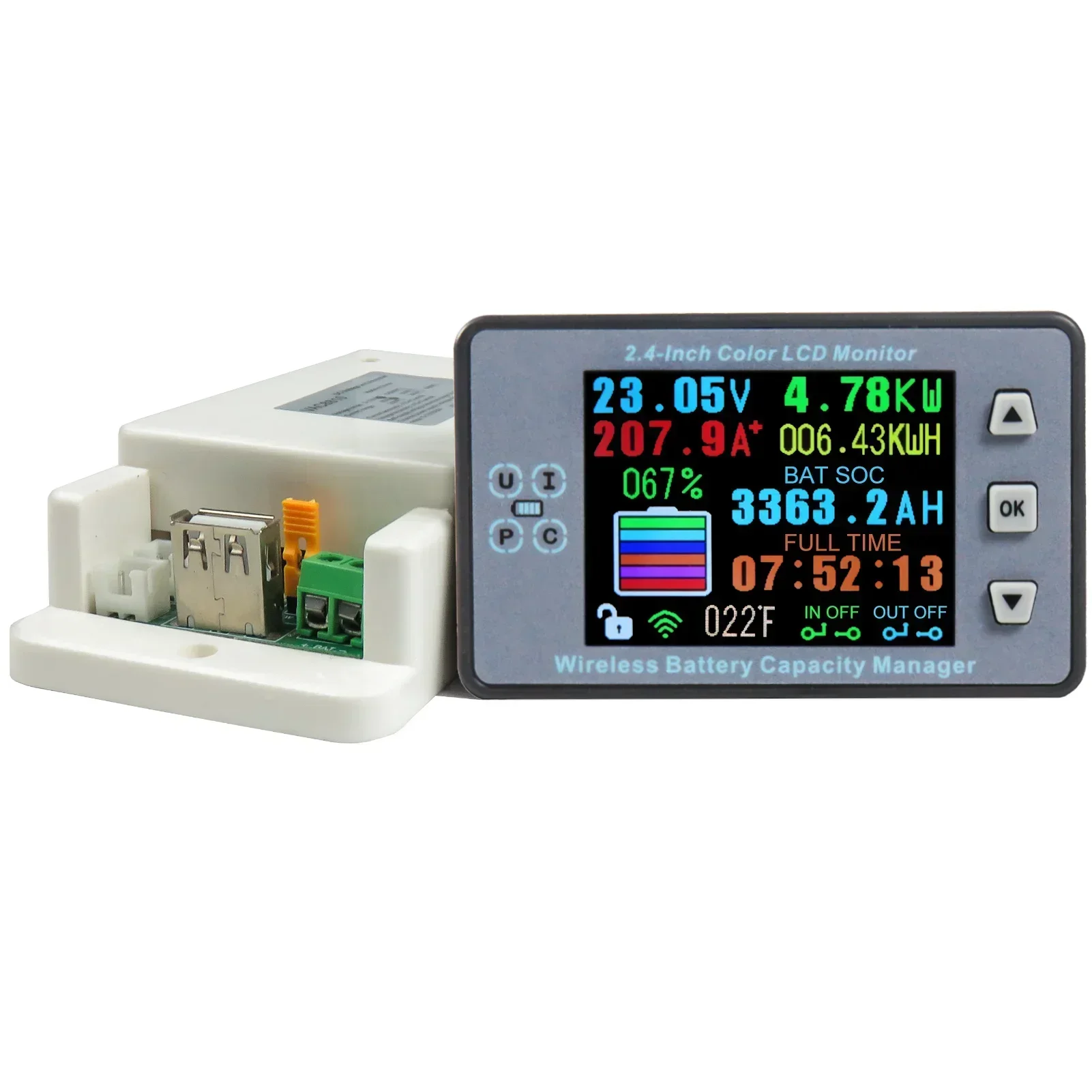 

30pcs DC 120V 500A Wireless Voltage Meter Ammeter Voltmeter Solar Battery Charging Coulometer Capacity Power Detector Tester