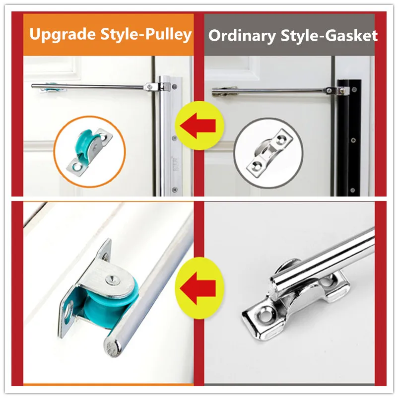 Door closer aluminum alloy upgrade pulley mute door closer adjustable force automatic door closing device smooth silent use for types doors