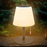 Solar Table Lamp for Camping Garden 2-in-1 Solar & USB Charging Dimmable RGB Colors Wireless IP44 Waterproof Outdoor Lightings 2