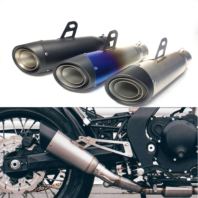 

51mm Inlet Universal Motorcycle for Motocross Exhaust Muffler For Duke 125 TRK502x ER6N CBR650R PCX125 Tmax 500 MT07 CB400