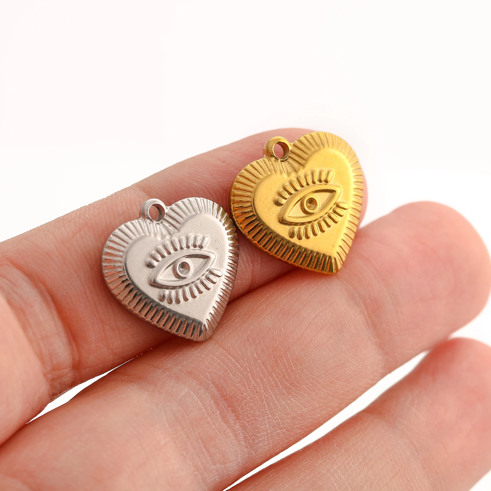 3 Stücke Gießen Herz Auge Charms Edelstahl Schmuck Machen Cz Evil Eye Anhänger Diy Glück Amulett Ohrringe Halskette Handwerk Charme – Detail 15