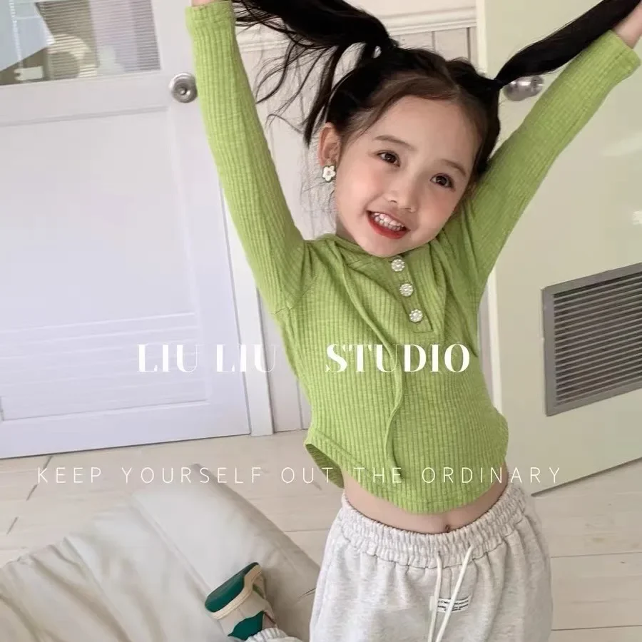 

2022 Girls Tops Hooded Pullover Full Sleeve Sweatpants Ankle Length Loose Solid Soft Fashion Sweet Autumn Children Kids
