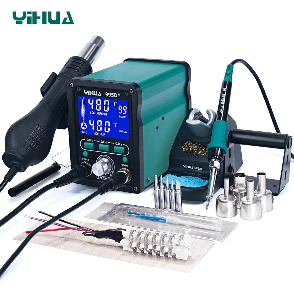 MMOBIEL Yihua 968DA (Plus) - Saldatore 3 in 1 da 60 W, pistola ad aria