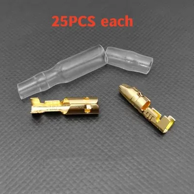 

100pcs/25set Car Auto Motorcycle Bullet Terminals 4mm Male Female Wire Bullet Crimp Connectors Terminal With Insulation Sheath