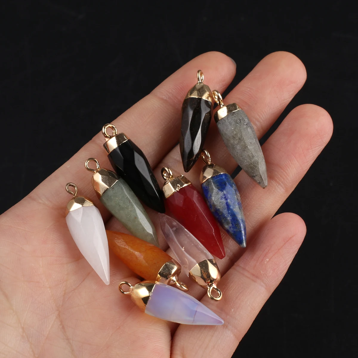

8 PCS Wholesale Natural Stone Agate Pinestone Chili Pepper Shape Pendant Jewelry Making DIY Necklace Earrings Accessories Gift