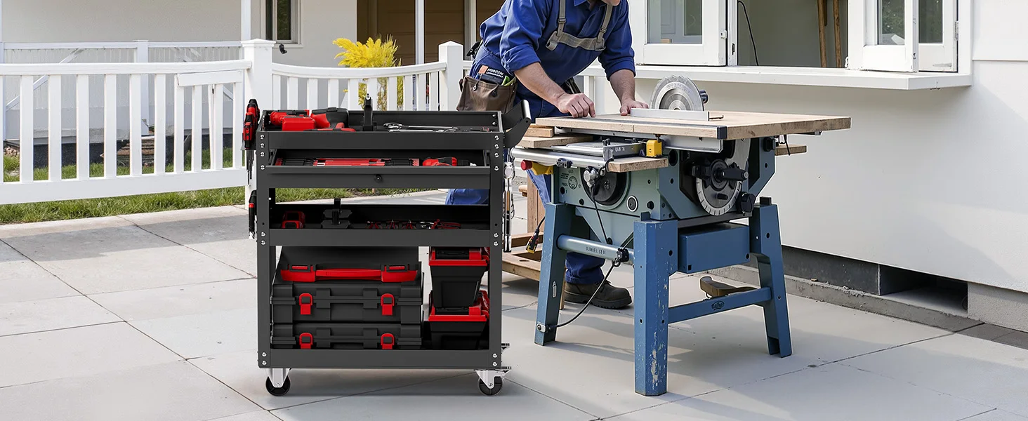 SucceBuy 4-Tier Rolling Tool Cart on Wheels Mechanic Cart with Drawer & Pegboard Tool Storage Organizerfor Garage Repair Shop