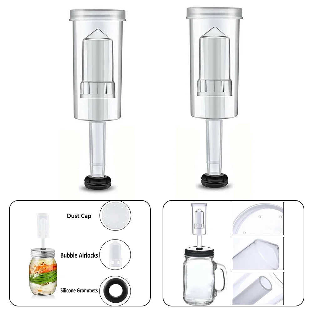2pcs Brewing Air Lock Brewing Barrels Exhaust Valve Fermentation Wine Beer Making Water Sealed Check Valve Three-Piece Airlock