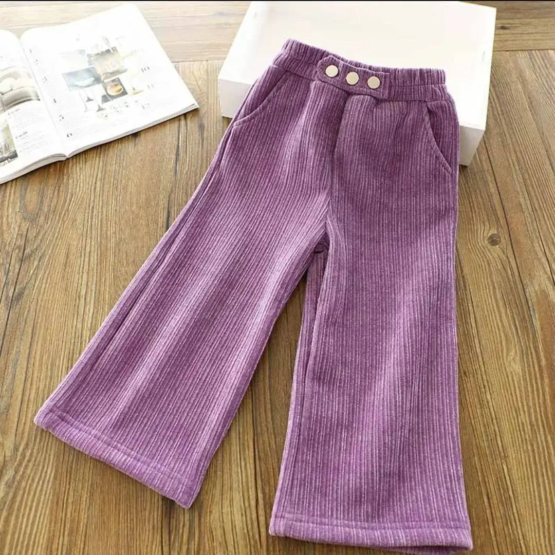 Autumn Winter Girls Fashion Thicken Warm Fleece Pant Baby Kids Children Casual Trousers 110-160cm