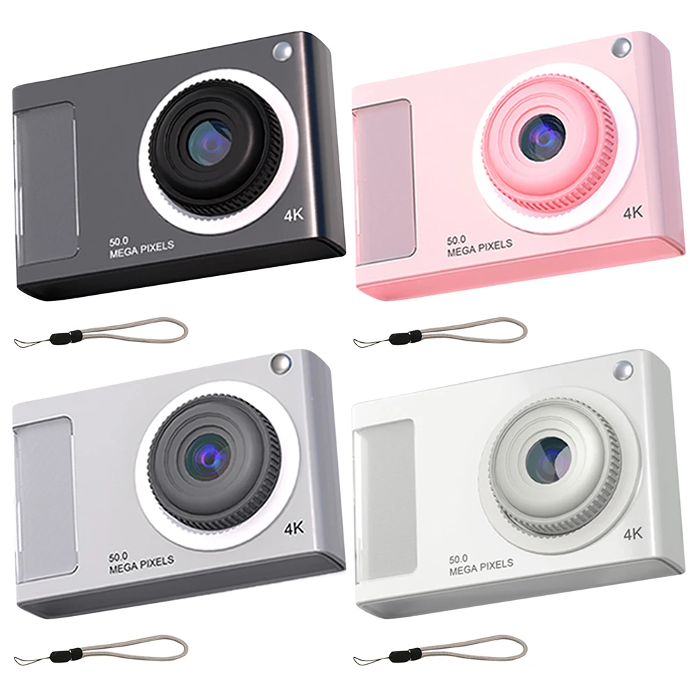 학생용 흔들림 방지 셀카 카메라, 48MP HD 비디오 카메라, 2.4 인치 IPS 디스플레이, 16X 줌, 4K 휴대용 카메라, 필 라이트 포함, 어린이 성인용