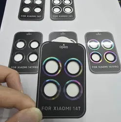 Premium Metal Ring Tempered Glass Camera Lens Protector - Xiaomi 14T Pro (Colorful - CD)