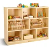 Wooden Storage Cabinet, 8-Section Kids Toy Storage Organizer, Spacious Montessori Kids Bookshelf, Toy Shelf Storage Organizer 1