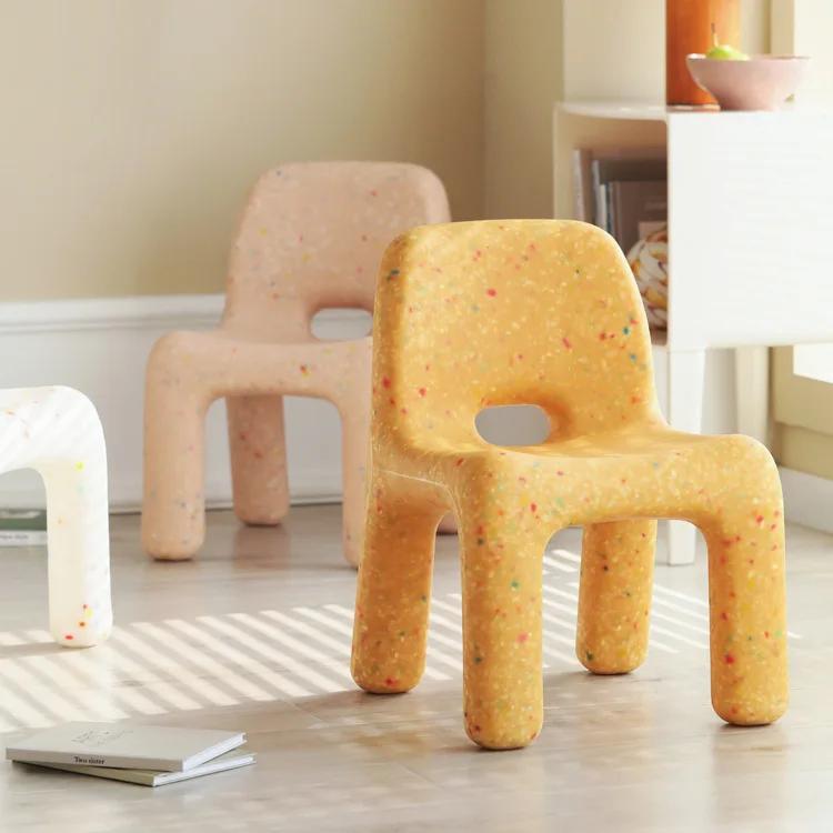 Nordic Children's Plastic Thickened Stool Home Living Room Study Children's Graffiti Chair Reading Chair Back Bench