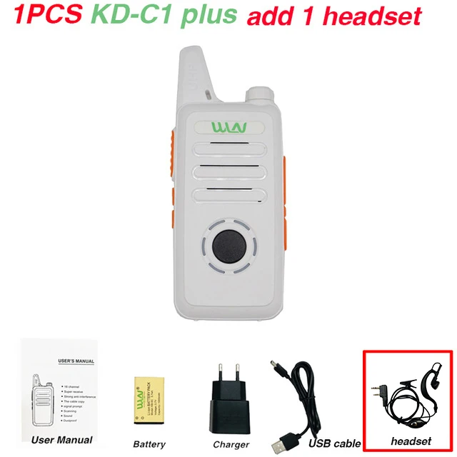 wifi walkie talkie 2pcs WLN KD-C1 Plus Mini Handheld Transceiver KD C1 Two Way Radio Ham Communicator Radio Station 16 Channel Mini Walkie Talkie baofeng walkie talkie Walkie Talkie