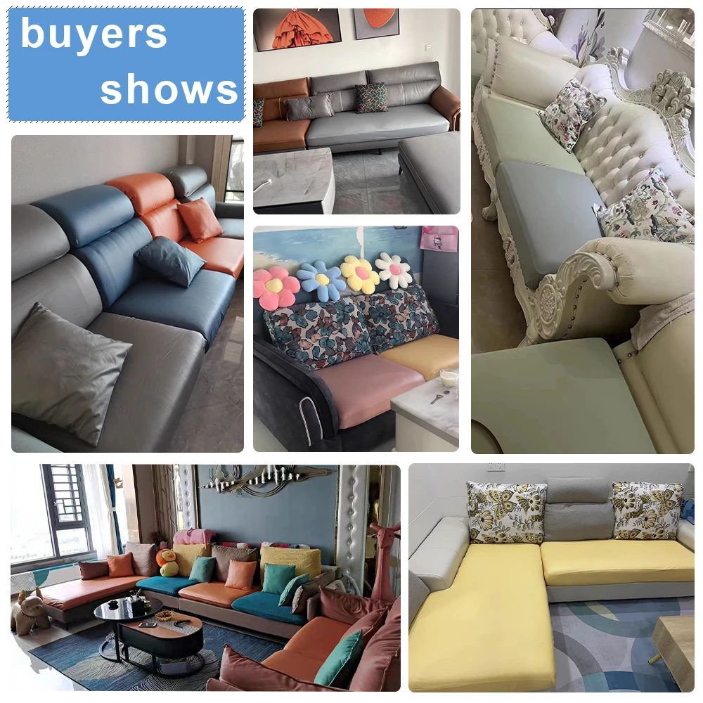 PU Waterproof Leather Sofa Seat Cover for Living Room Stretch Slipcover Furniture Protection 15 Solid Colors Sofa Couch Covers 4