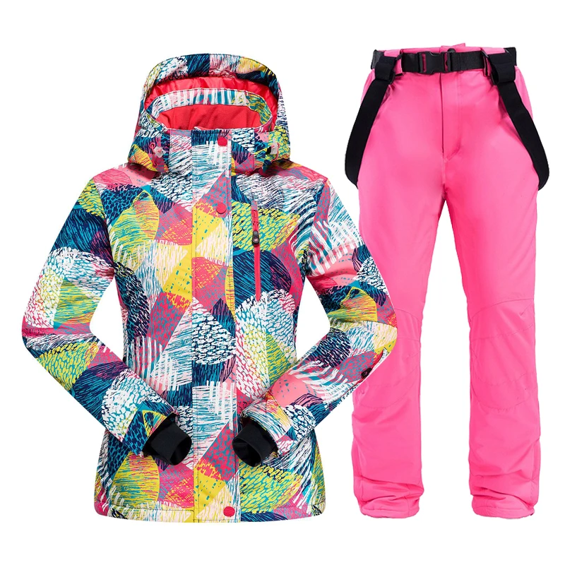 

New Thick Warm Women Ski Suit Outdoor Ski Clothing Windproof Waterproof Snowboard Suit Snow Pants Sports Winter Female Jacket